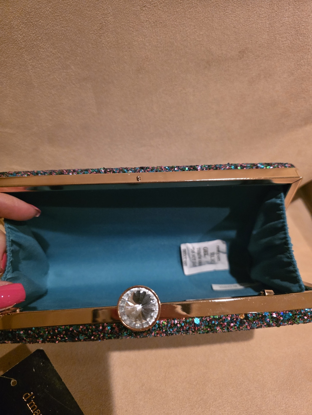 Blue Multi Glitter Box Clutch - Picture 14 of 15